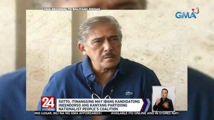 Sotto, itinangging may ibang kandidatong ineendorso ang kanyang partidong Nationalist People's Coalition | 24 Oras Weekend