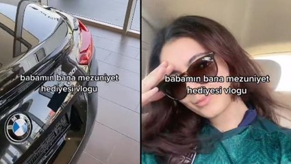Genç kıza babası mezuniyet hediyesi olarak son model BMW aldı, sosyal medyada yorum yağdı