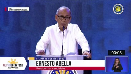 Closing message ni Ernesto Abella sa 2nd Comelec presidential debate