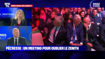 En plein meeting de Valérie Pécresse, Laurent Wauquiez enlève la pancarte de Damien Abad sur la chaise à côté de lui