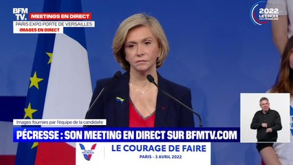 Meeting: Valérie Pécresse demande une minute de silence pour le peuple ukrainien