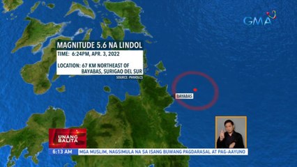 Bayabas, Surigao del Sur, niyanig ng lindol kagabi | UB