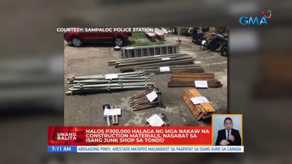 Halos P300k halaga ng mga nakaw na construction materials, nasabat sa isang junk shop sa Tondo | UB