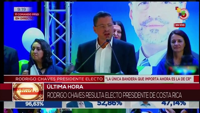 Costa Rica: Presidente electo Rodrigo Chaves insta al pueblo a la unidad y democracia