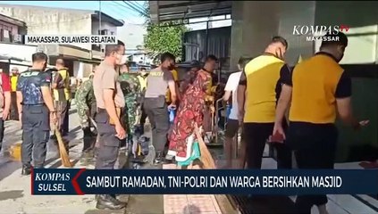 Sambut Ramadan, TNI Polri Dan Warga Bersihkan Masjid