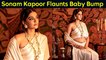 Sonam Kapoor Flaunts Baby Bump In Gorgeous White Saree, See Pics