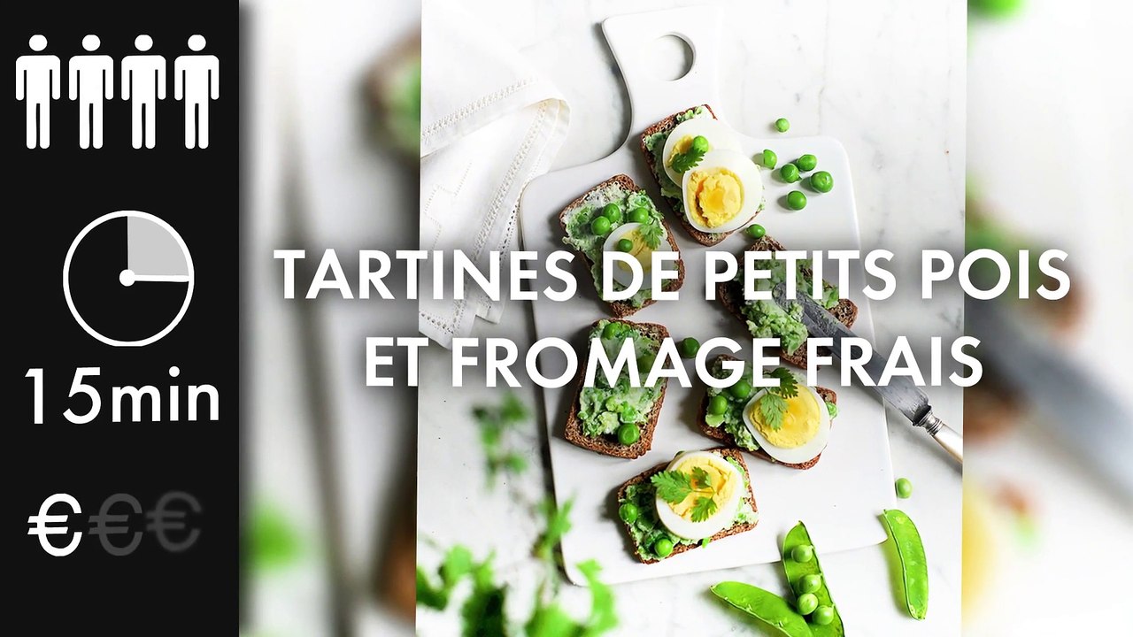 Tartines de petits pois et fromage frais