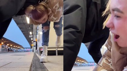 'Quirky girls make their trip to Leicester memorable with a TUMBLING piggyback fail '