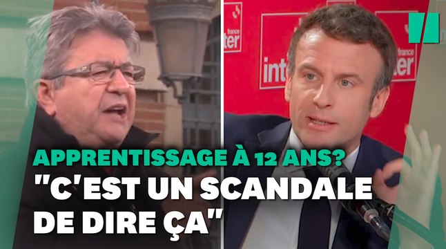 Emmanuel Macron répond à Jean-Luc Mélenchon sur l'apprentissage à 12 ans