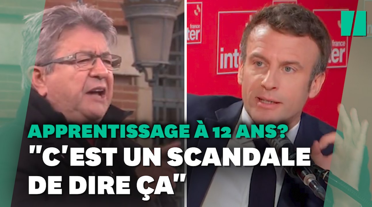 Emmanuel Macron répond à Jean-Luc Mélenchon sur l'apprentissage à 12 ans