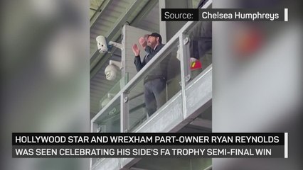 Wrexham's Hollywood owner Ryan Reynolds celebrates semi-final win