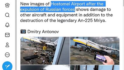 Trail of destruction left out Hostomel airport by Russian invaders