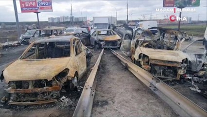 Rus güçlerini engellemek için patlatılan Irpin Köprüsü böyle görüntülendi