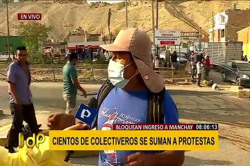 Colectiveros bloquean acceso a Manchay y obligan a pasajeros a bajar de buses