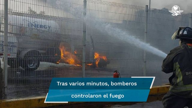 Pipa de gas de incendia cerca del paradero Indios Verdes