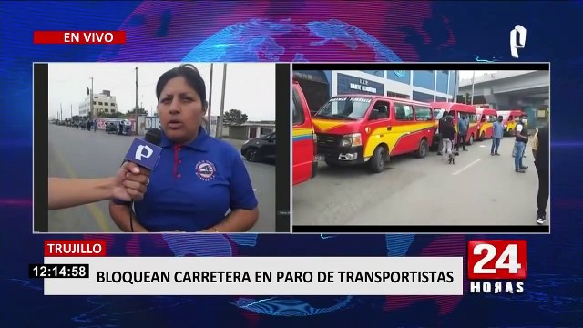 Bloquean carretera de la Panamericana Norte en Trujillo con combis y colectivos