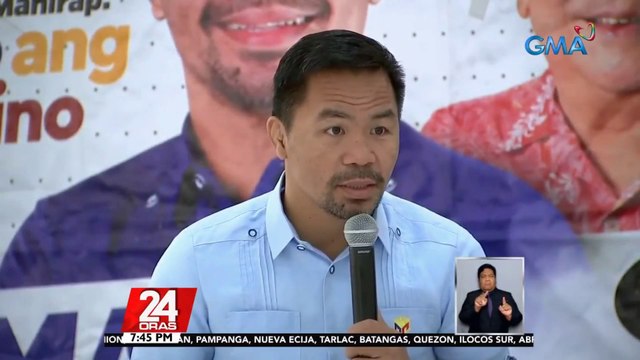 Pacquiao, umalma sa nagsasabing dalawa na lang ang naglalaban sa pagka-pangulo | 24 Oras