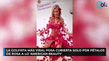 La golfista más viral posa cubierta solo por pétalos de rosa a lo 'American Beauty'