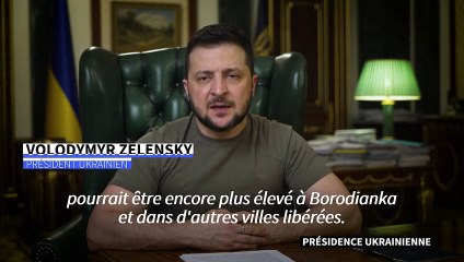 Ukraine: pour Zelensky, les "occupants" vont "essayer de cacher les traces de leurs crimes"
