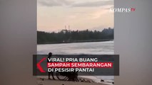 Viral! 2 Pria ini Buang Sampah Segerobak di Pantai Carita