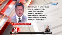 Giit ng palasyo, dumaan sa due process ang naging pag-uusig sa kaso ni Sen. Leila de Lima | 24 Oras