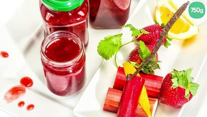 Confiture fraises-rhubarbe à la vanille