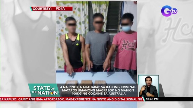 4 na Pinoy, nahaharap sa kasong kriminal matapos umanong magpasok ng mahigit 400kg ng cocaine sa Australia | SONA