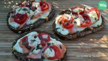 Tartines au saumon fumé, tomates cerise, mozzarella et estragon