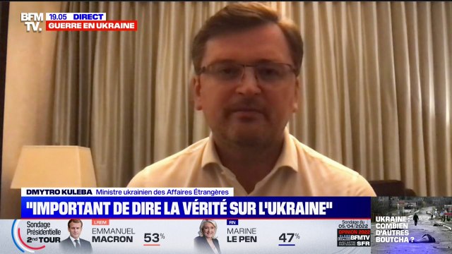 Le ministre ukrainien des Affaires étrangères affirme sur BFMTV qu'il faut traduire en justice la Russie pour ses atrocités