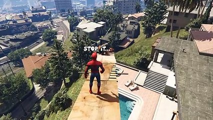 GTA 5 Water Ragdolls  SPIDERMAN VS COW Over Shark Bridge Jumps_Fails Funny Moments