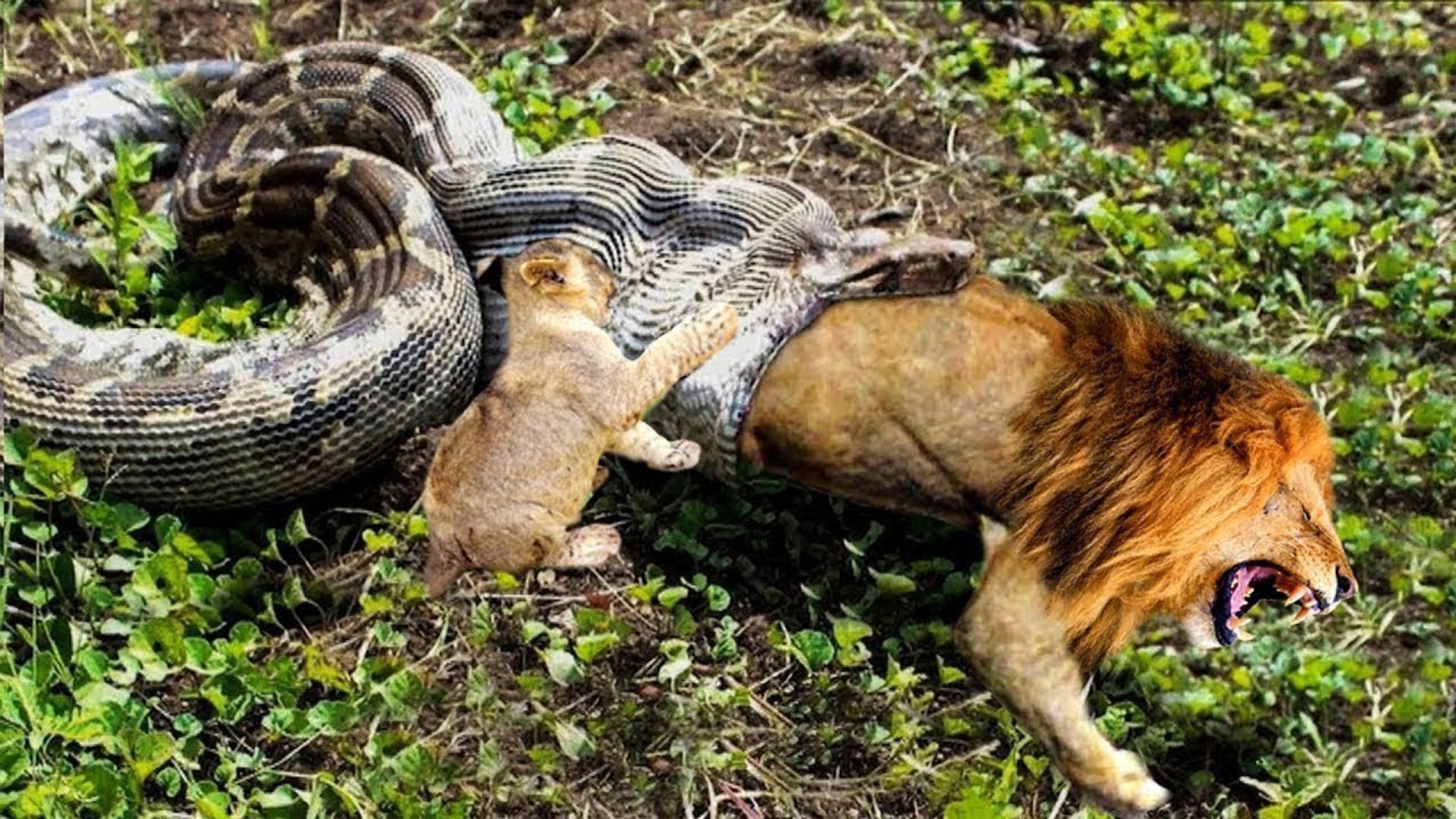 ⁣Un believable ! how did this Anaconda devoured a lion?!!!!!