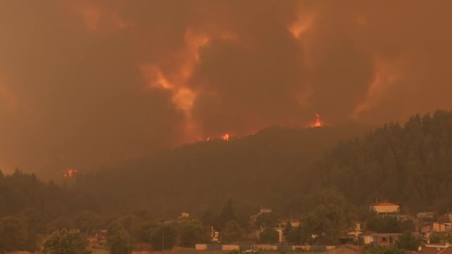 Incendies en Grèce et en Turquie: panorama apocalyptique sur l'île grecque d'Eubée