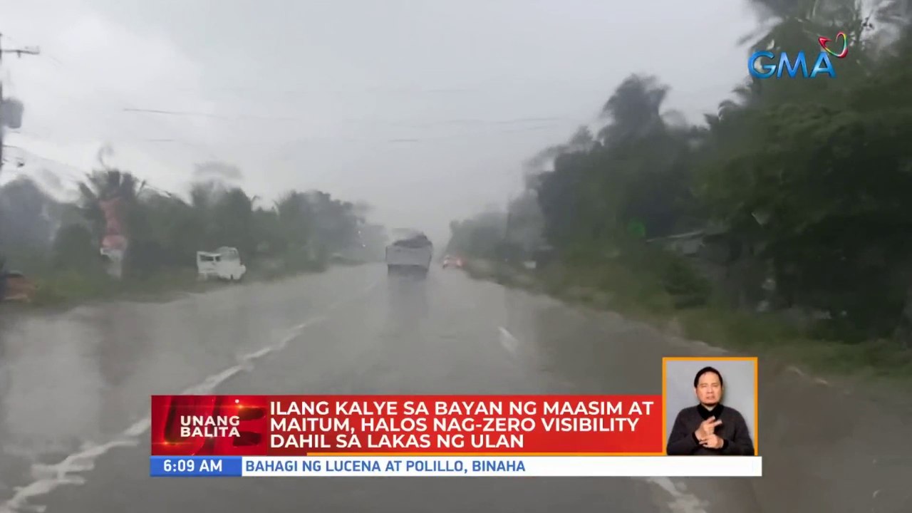 Ilang kayle sa Bayan ng Maasim at Maitum, halos nag-zero visibility dahil sa lakas ng ulan | UB