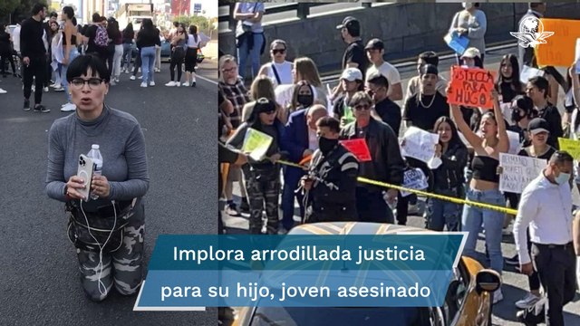 “Te pido justicia por mi hijo”, implora de rodillas madre de Hugo, joven asesinado