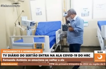 Apresentador do Balanço Diário se emociona ao visitar HRC após fechamento da ala covid-19