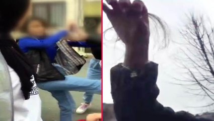 Kızların tekme tokat kavgası ortalığı karıştırdı! Utanmadan kopardığı saçları böyle gösterdi