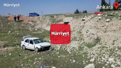 Ankara'da otomobil, şarampole yuvarlandı: 4 yaralı
