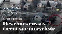 Boutcha : un drone a filmé des chars russes tirant sur un cycliste