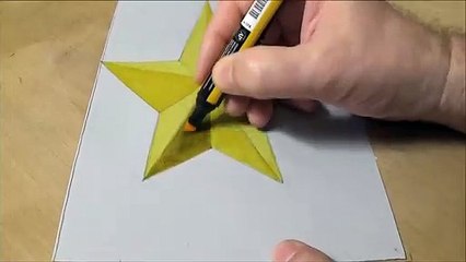 How to Draw 3D Star - Drawing 3D Floating Star - VamosART