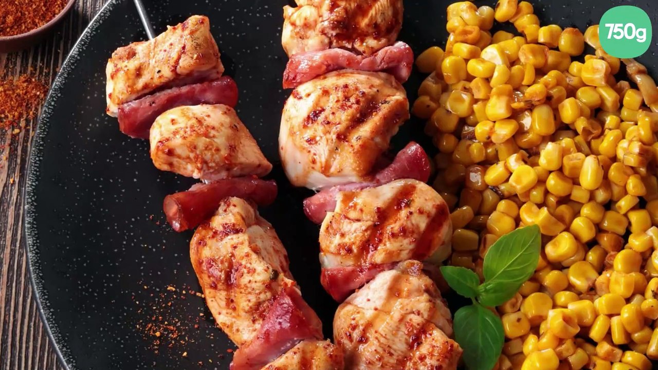 Brochettes de poulet façon Tex-Mex et maïs doux