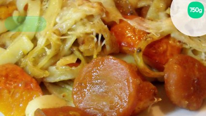 Gratin de pâtes à la carbonade et au potimarron