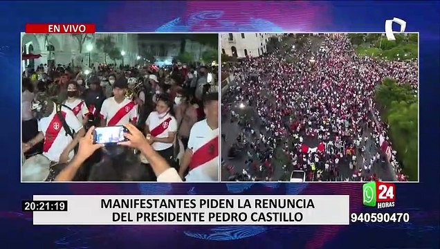 Manifestaciones contra el presidente Pedro Castillo dejan destrozos en la plaza San Martín