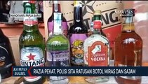 Razia Pekat, Polisi Sita Ratusan Botol Miras Dan Sajam