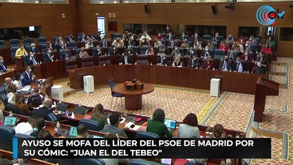 Ayuso se mofa del líder del PSOE de Madrid por su cómic: "Juan el del tebeo"