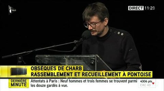 Obsèques de Charb (Charlie Hebdo) : le vibrant hommage de Luz