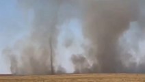 Smoke vortex spins through Texas