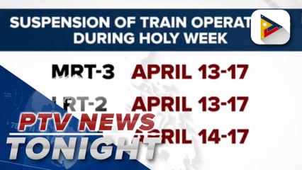 MRT-3 and LRT-2 train ops suspended April 13-17