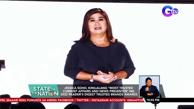 Jessica Soho, kinilalang Most Trusted current Affairs and News Presenter ng 2022 Reader's Digest Trusted Brands Awards | SONA