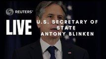 US Secretary of State Antony Blinken speaks after NATO foreign ministers meeting