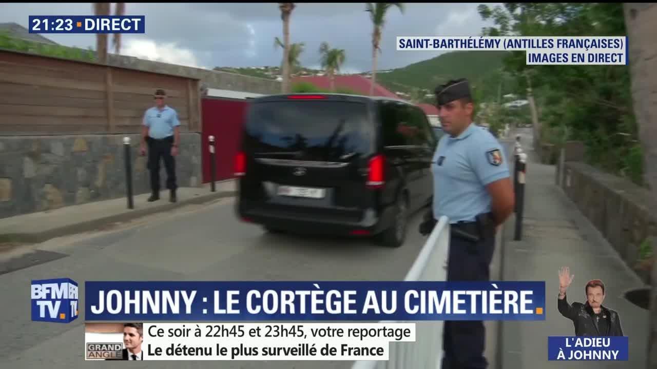 VIDEO GALA arrivée du cortège de Johnny Hallyday pour l'enterrement à St Barth